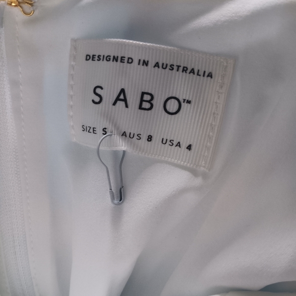 Sabo White Blue Watercolor Print Lace Up Corset Bustier Top Ruched Strap S - Picture 7 of 8